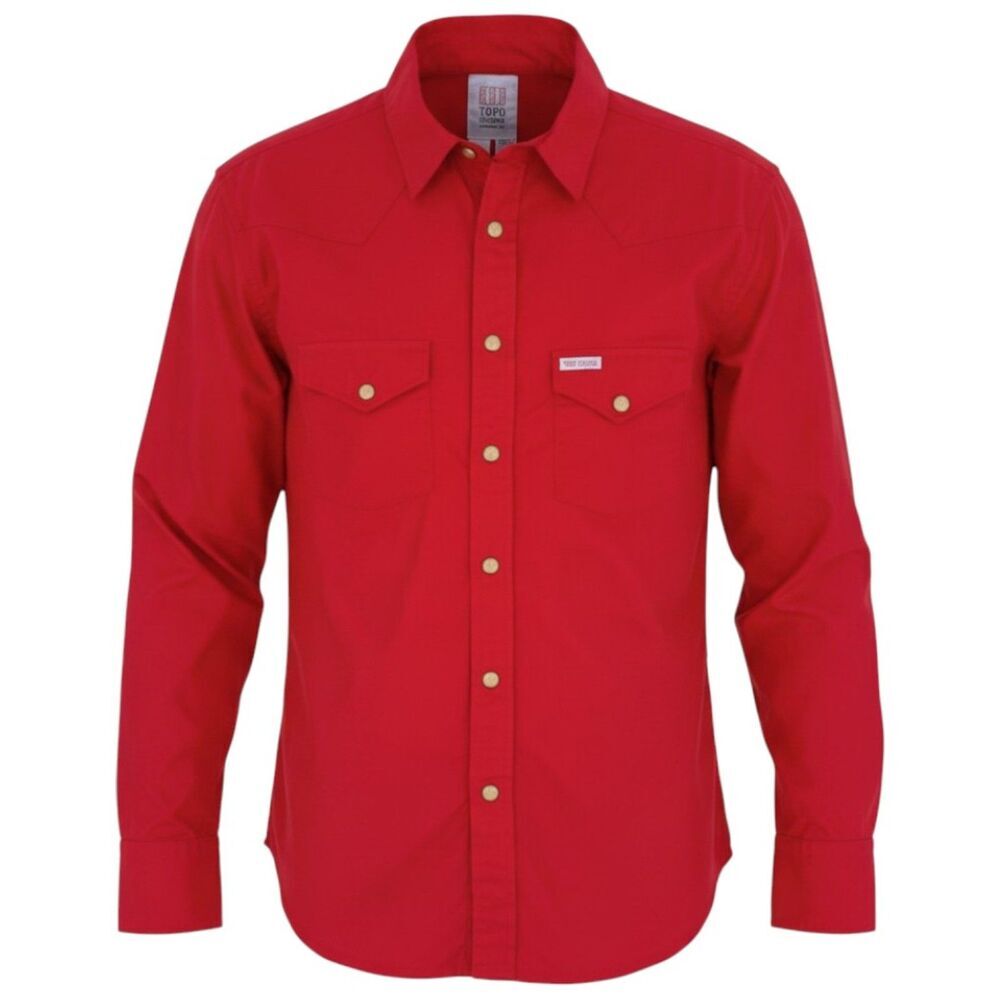 Topo Designs Men's Western Pearl Snap Shirt Red Small